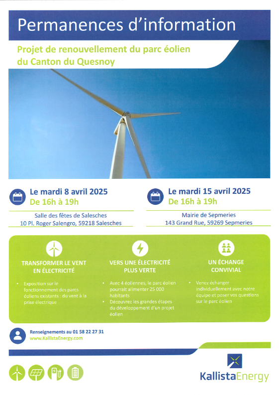 Réunion Information : Projet de renouvellement du Parc Éolien du Canton du Quesnoy